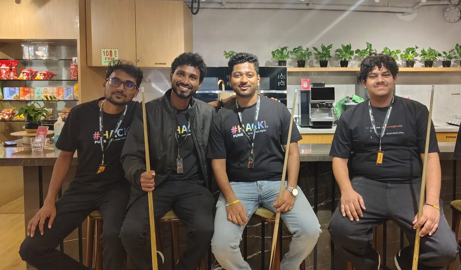 The AI Chatbot (Wellspring) team and their build, photographed during the hackathon